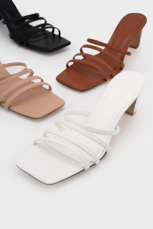 STRAPPY UPPER WITH SCULPTURE HEEL SLIDE